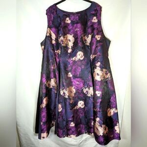 Giovanna Signature Purple Floral Sleeveless Formal Midi Dress Size 20W
